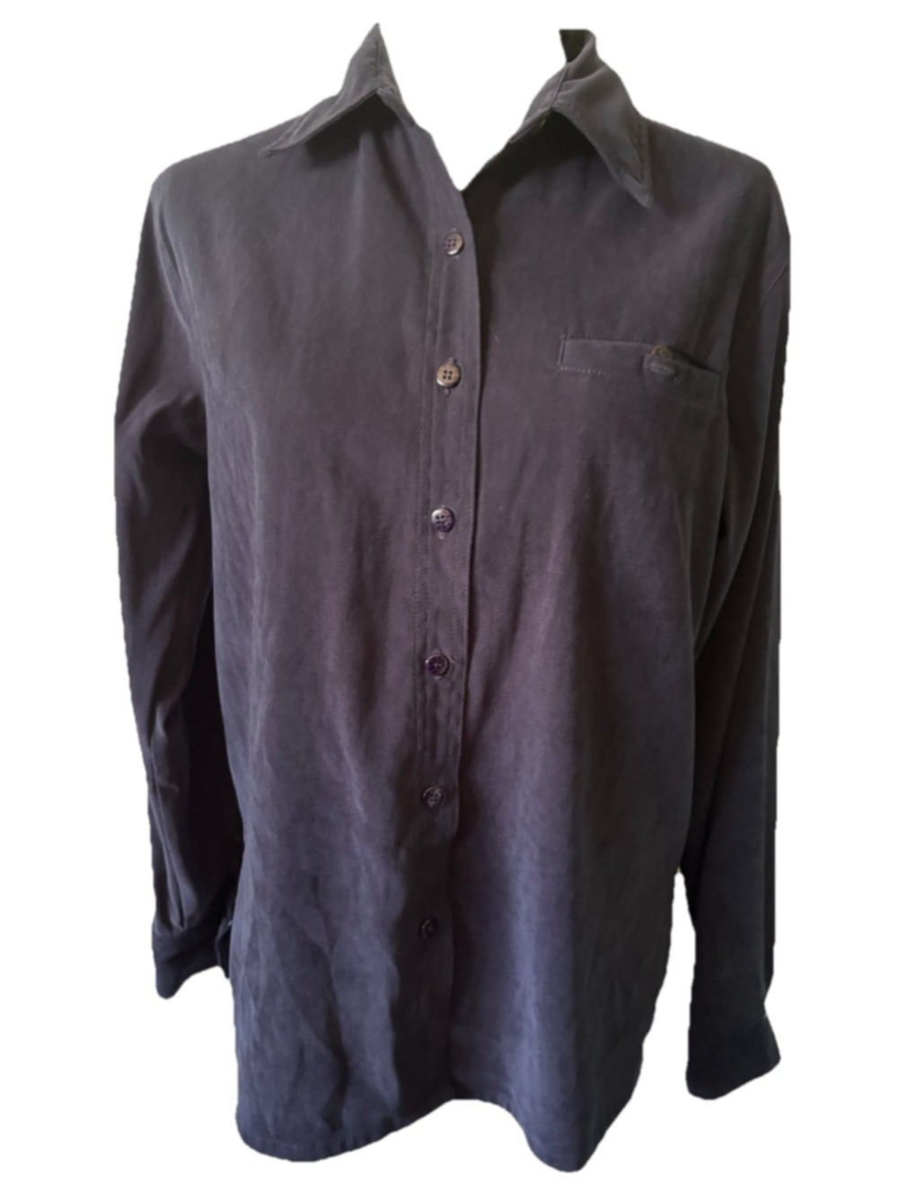 Bill Blass Jeans Premium Stretch Faux Suede Shirt Women’s Medium Blue Button Up